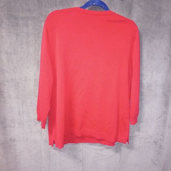 Talbots Red Embellished Love Sweater Size XL EUC P2P 23 Length 25 in - Picture 9 of 11